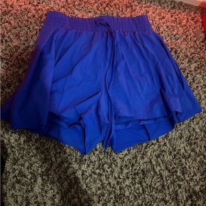 blue flowy skort